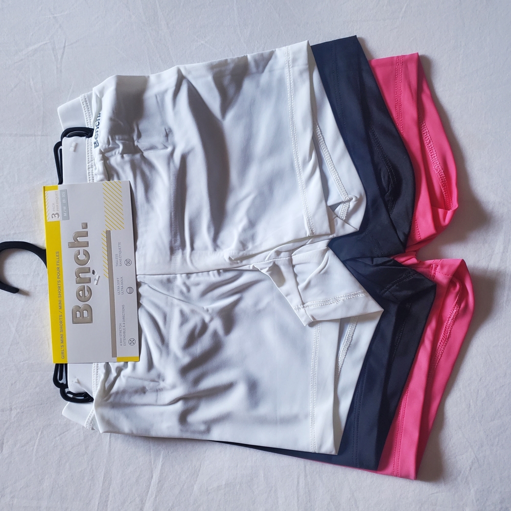 Bench Girls Shorts - White, Black and Pink